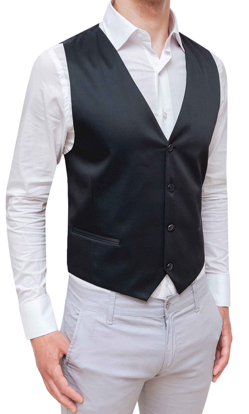 PANCIOTTO GILET UOMO DIAMOND ELEGANTE NERO FORMALE CERIMONIA 100% MADE IN  ITALY